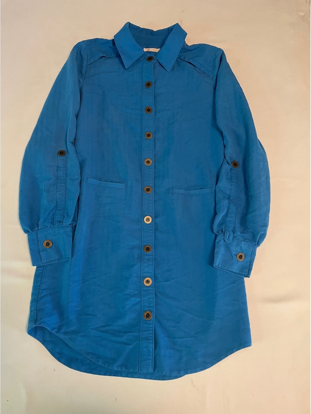 Tulle Blue Button-Up Shirt Dress Size Small